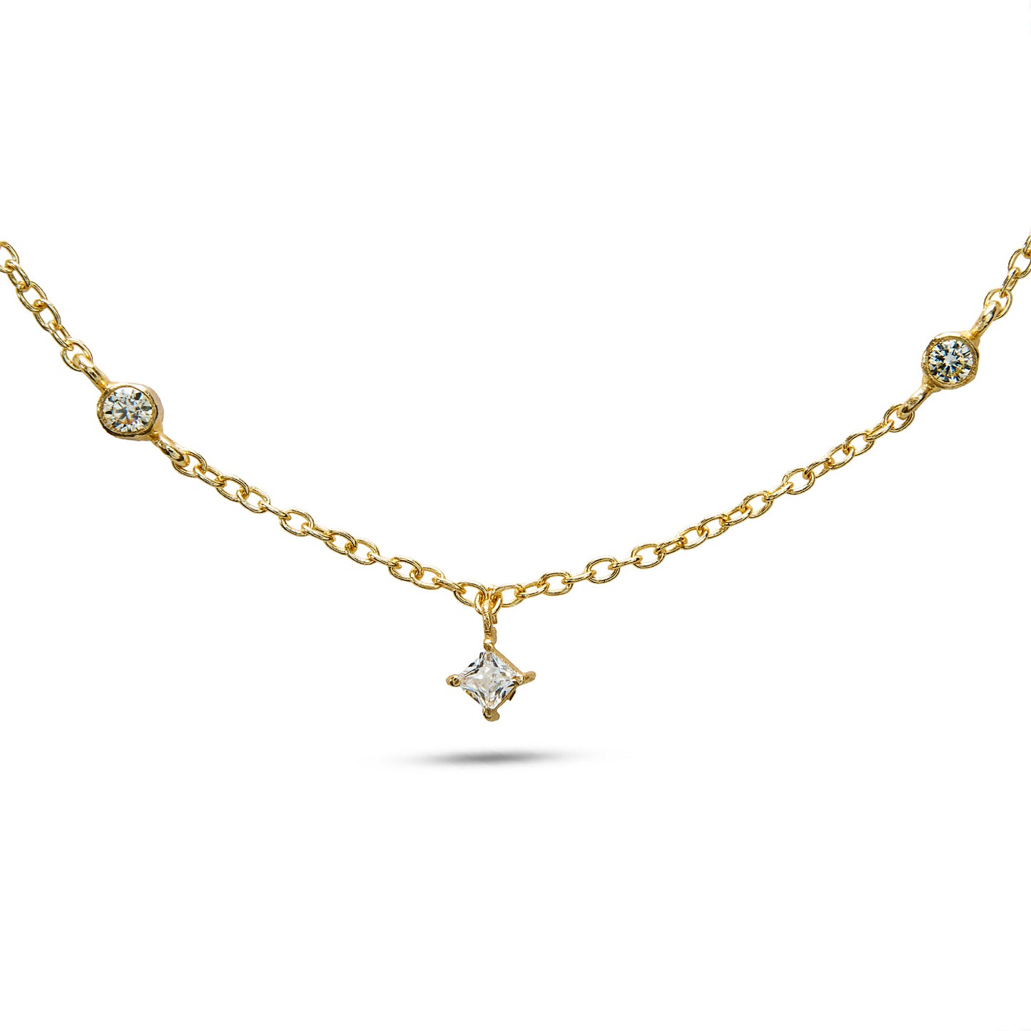 Dainty Drop AD Diamond Gold Plated Chain - Anné