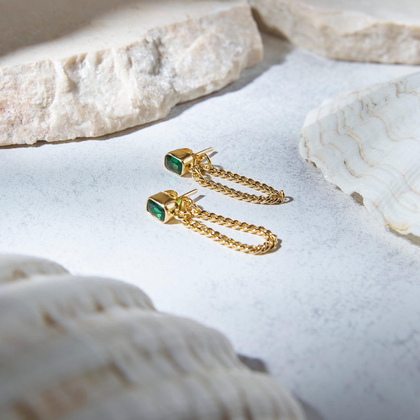 Emerald Statement Earrings - Jade Gleam