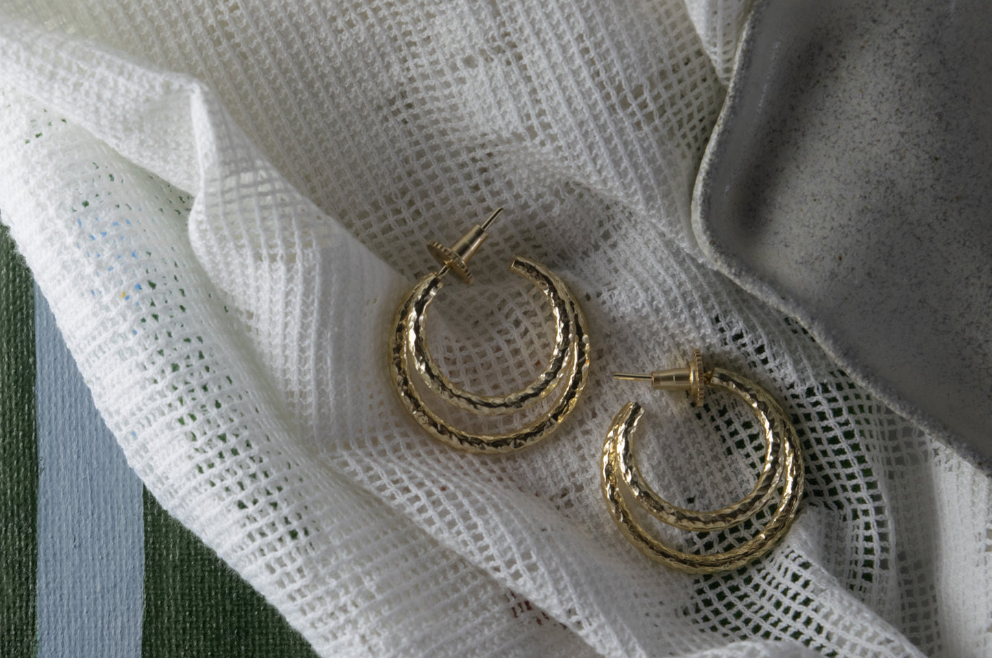 Double Stack Crescent Statement Crater Hoops