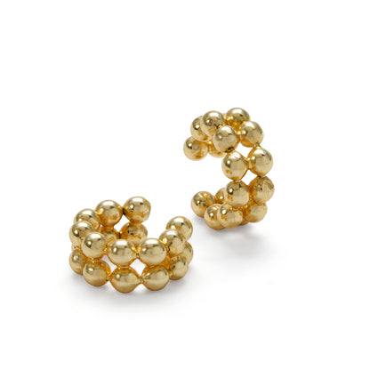 Gold Beaded Sphere Ear cuff - Gilded Beads