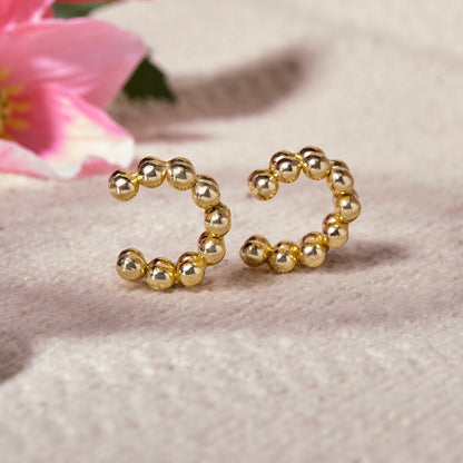 Gold Beaded Sphere Ear cuff - Gilded Beads