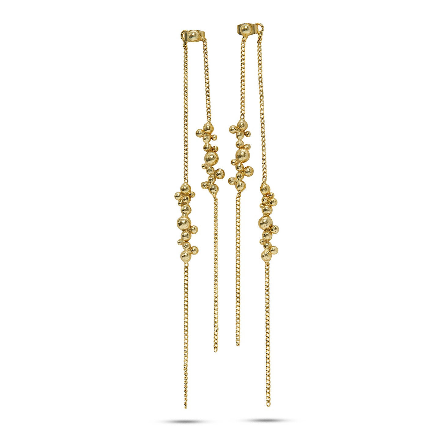 Gold molten long Statement Earrings - Gilded Beads