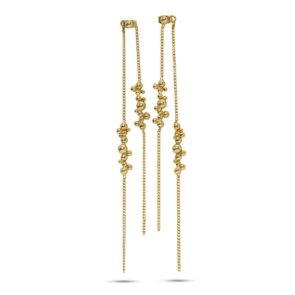 Gold molten long Statement Earrings - Gilded Beads