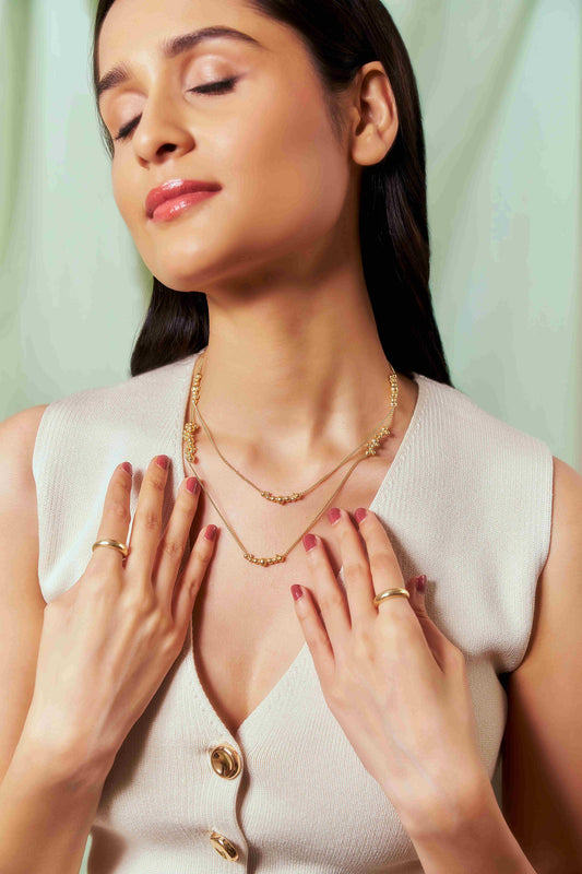 Molten Gold Dainty Necklace - Gilded Beads