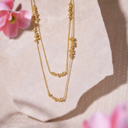 Molten Gold Dainty Necklace - Gilded Beads