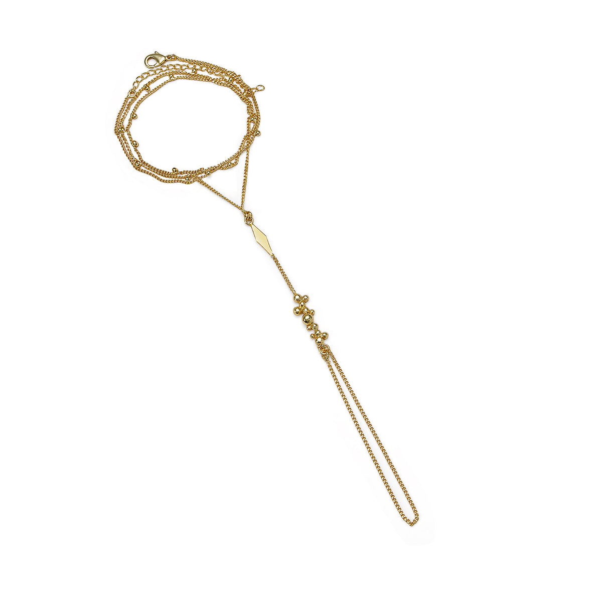 Gold chain necklace on a white background