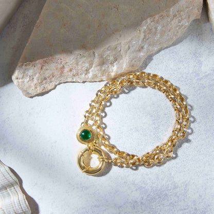 Emerald Statement Bracelet - Orbit Verde