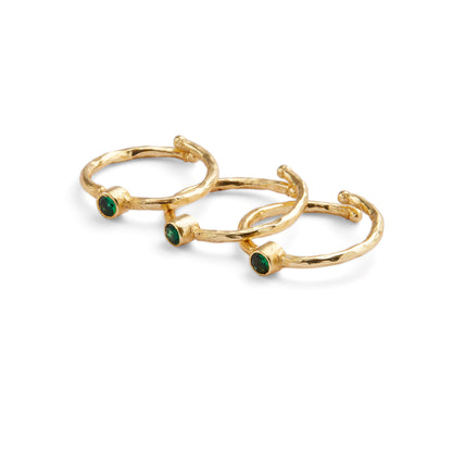 Emerald Statement Ring Stack - Orbit Verde
