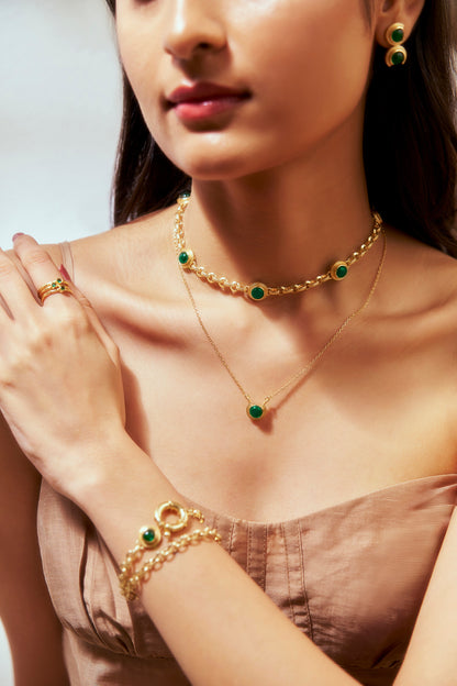 Emerald Statement Bracelet - Orbit Verde