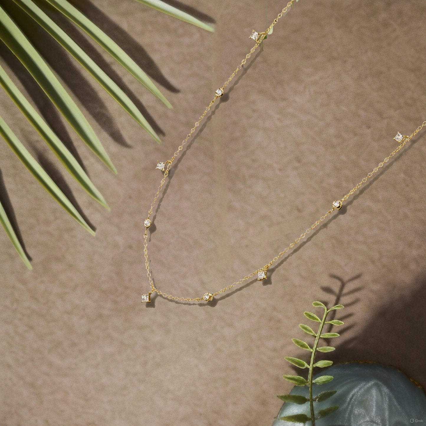 Dainty Drop  AD Diamond Gold Plated Chain - Anné