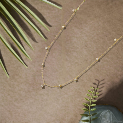 Dainty Drop  AD Diamond Gold Plated Chain - Anné