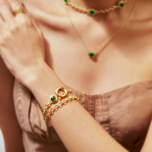 Emerald Statement Bracelet - Orbit Verde
