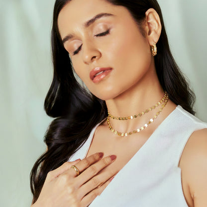 Layered Swiss Dot Gold Plated Chain - Anné