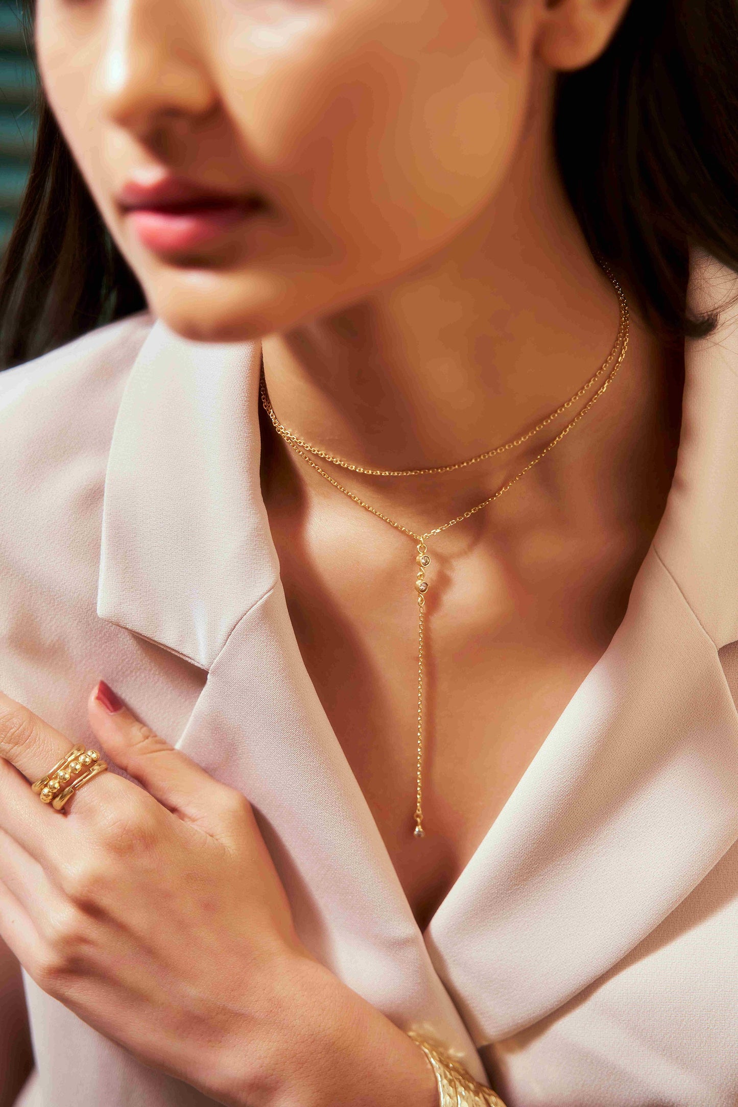 Dainty AD Diamond Layered Gold Chain - Anné