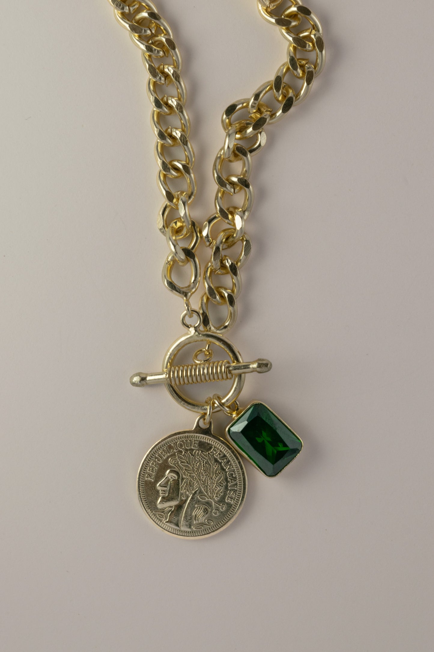 Emerald Statement Charm Necklace