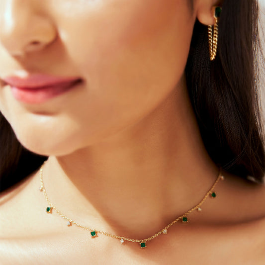 Dainty Emerald AD Diamond Plated Chain - Anné