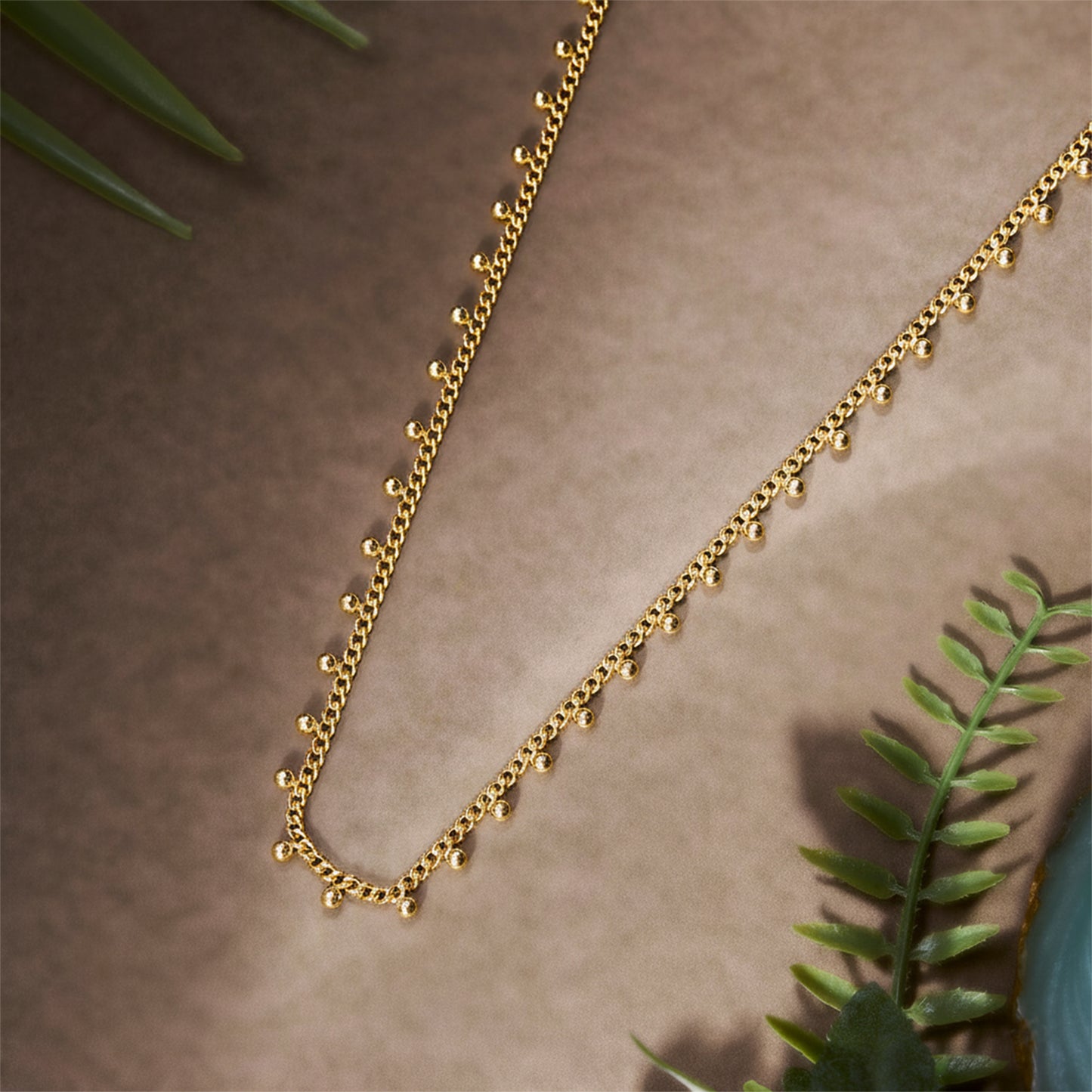 Beaded Gold Plated Dainty Chain - Anné