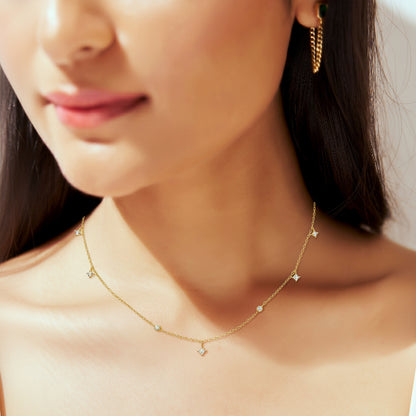 Dainty Drop  AD Diamond Gold Plated Chain - Anné