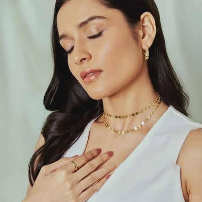 Layered Swiss Dot Gold Plated Chain - Anné