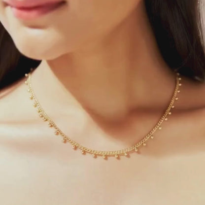 Beaded Gold Plated Dainty Chain - Anné