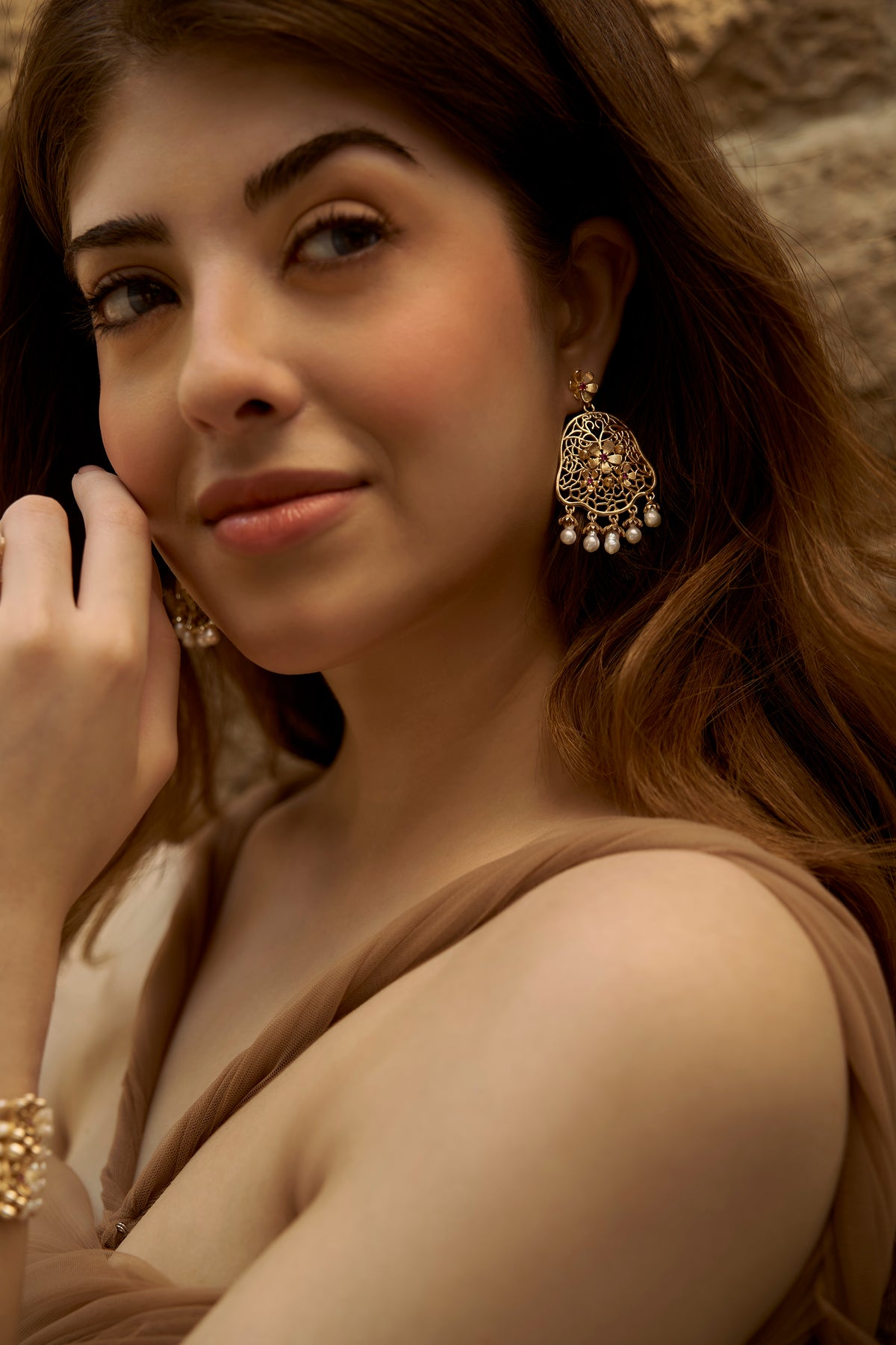 Filigree Pearl Earrings - Scarlet