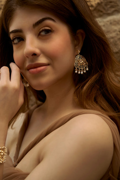 Filigree Pearl Earrings - Scarlet