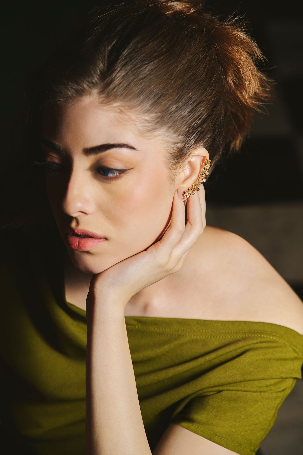 Scarlet Floral Statement Ear-Cuff