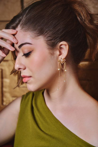 Scarlet Pearl Stament Drop Earrings