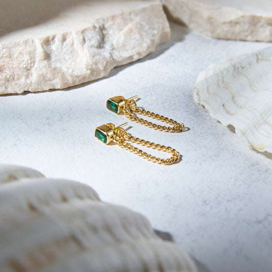 Emerald Statement Earrings - Jade Gleam